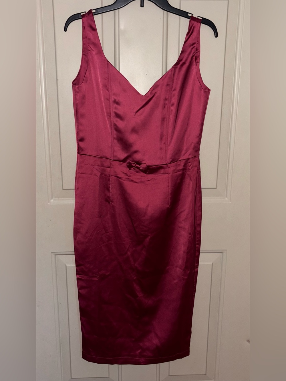 Collectif Vintage Fuchsia Pink Satin Wiggle Sheath Dress Medium M US 8⁠